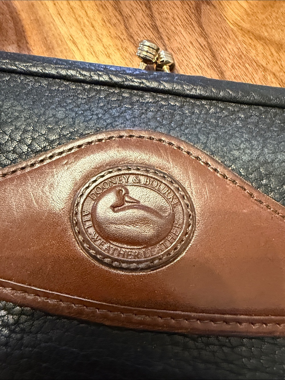 Dooney & Bourke Black Pebbled Leather Wallet with Brown Trim - Picture 2 of 9